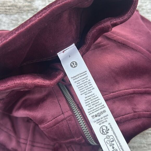 Lululemon Define Jacket Velvet‎ Garnet size 2 NWT - Picture 9 of 9